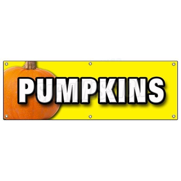 Signmission PUMPKINS BANNER SIGN patch halloween signs produce farm you pick gourd B-72 Pumpkins